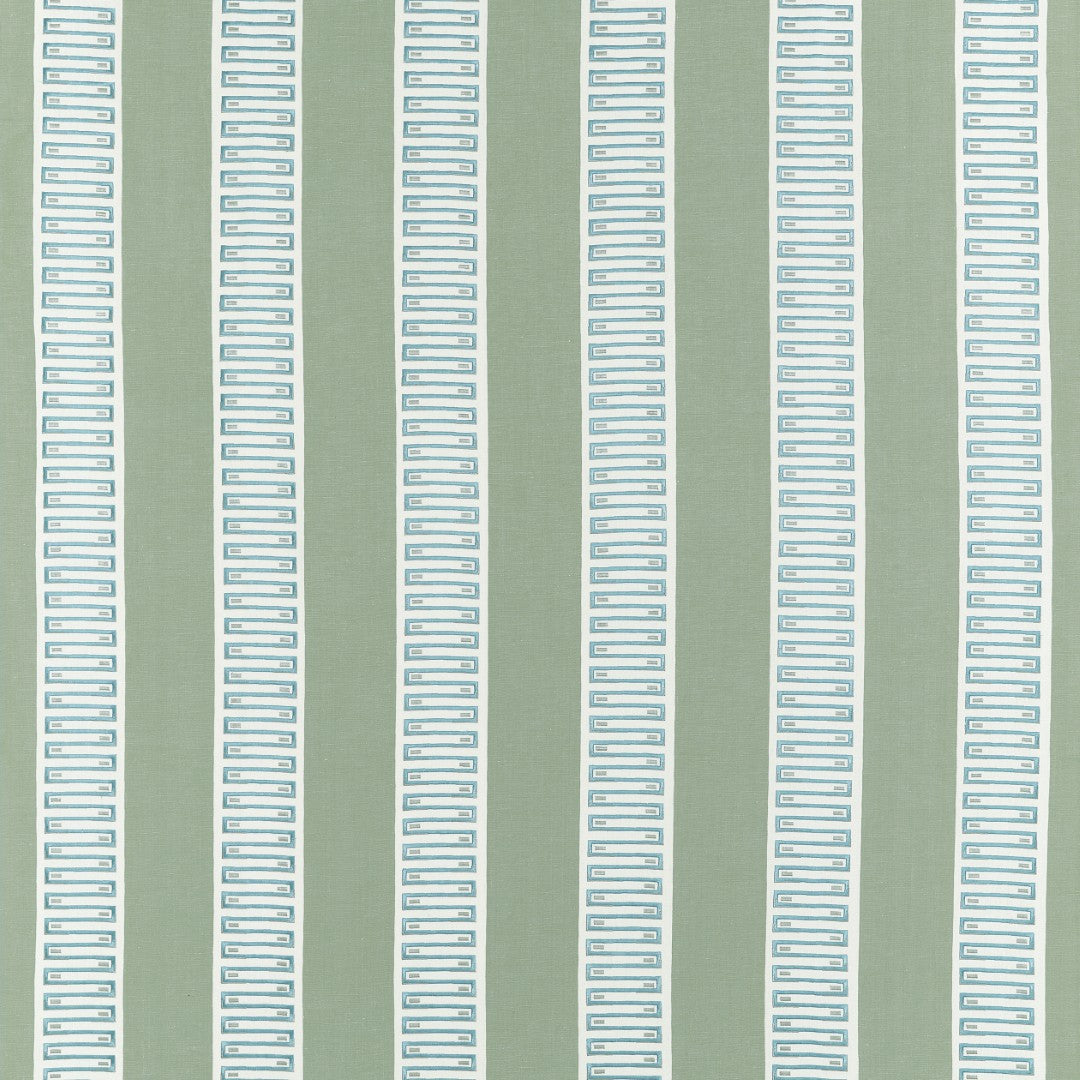 W714629 Raritan Line Embroidery Sage Fabric by Thibaut