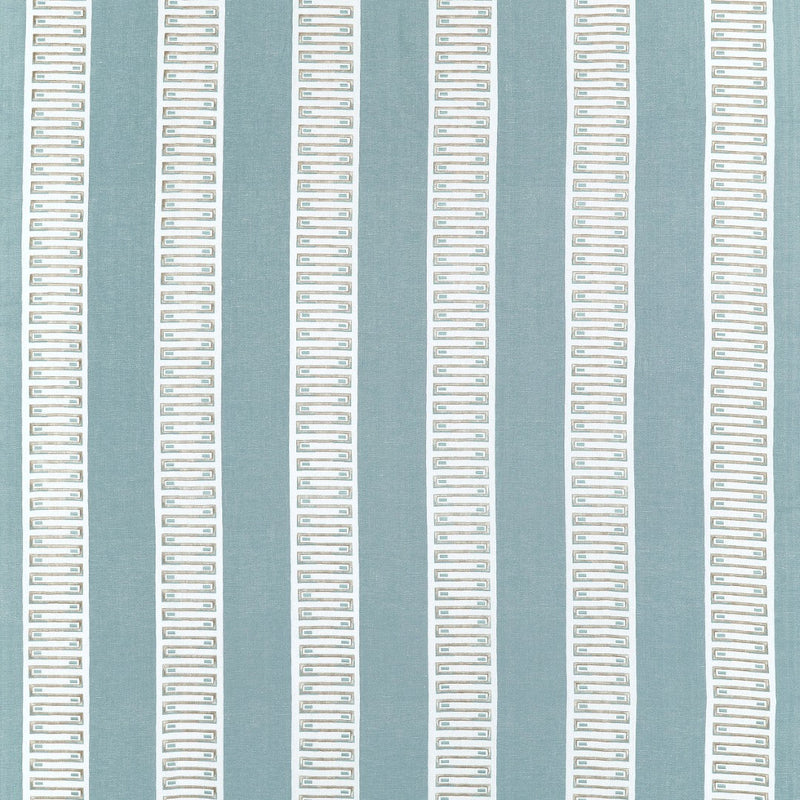 W714630 Raritan Line Embroidery Spa Blue Fabric by Thibaut