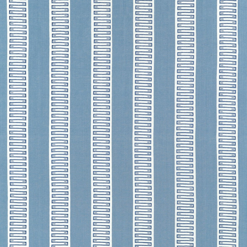 W714631 Raritan Line Embroidery Blue Fabric by Thibaut