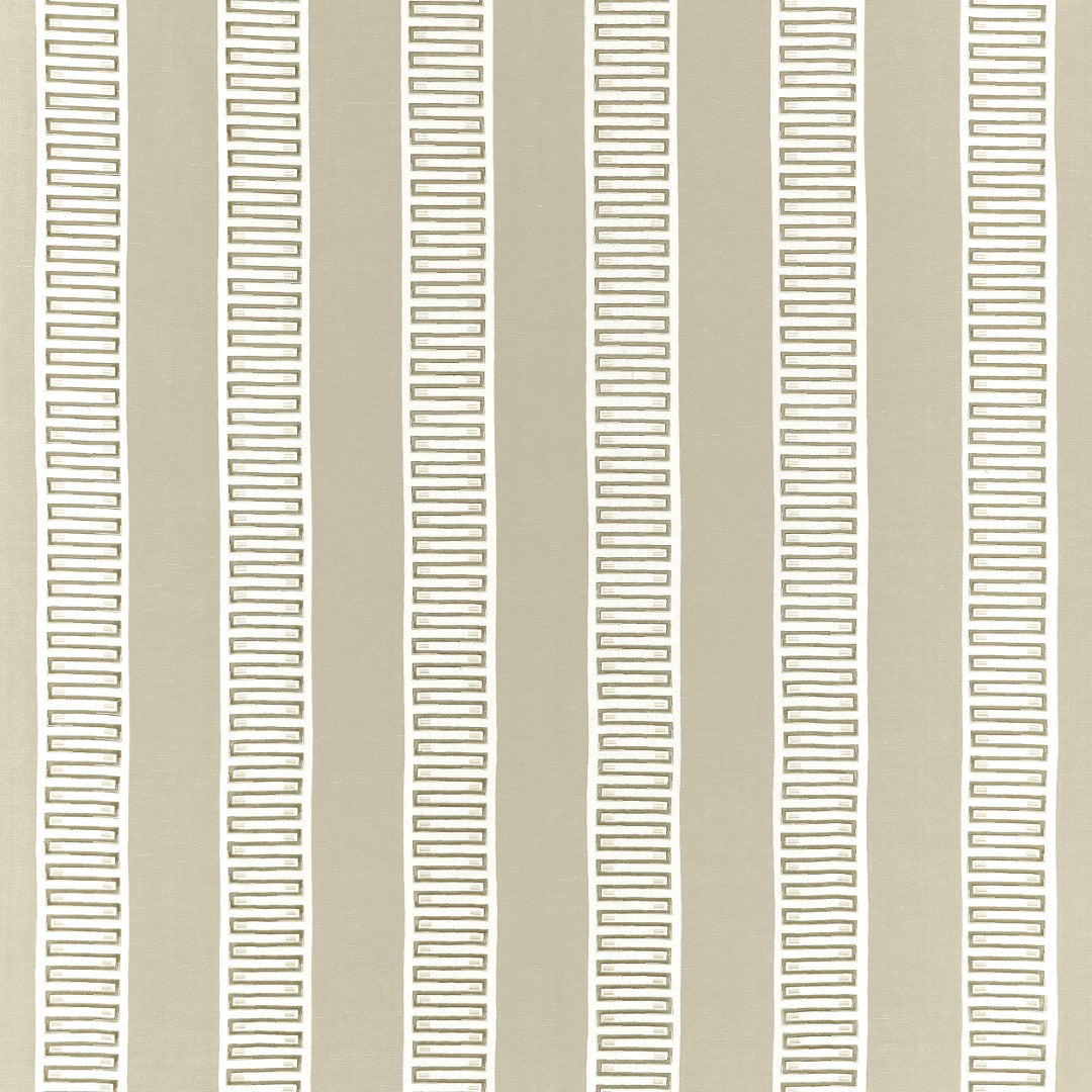 W714632 Raritan Line Embroidery Beige Fabric by Thibaut