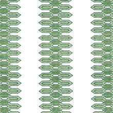 W720808 Nola Stripe Embroidery Green Eden Fabric by Thibaut
