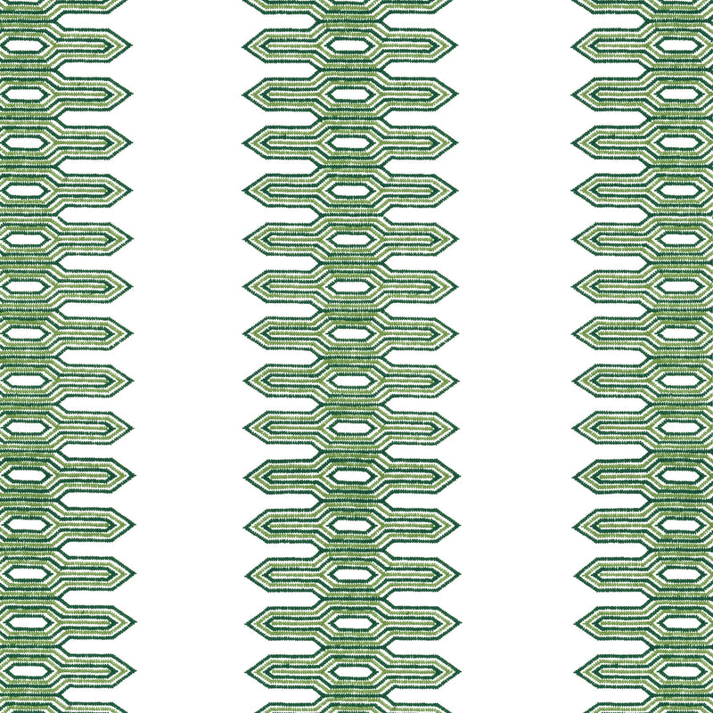 W720808 Nola Stripe Embroidery Green Eden Fabric by Thibaut