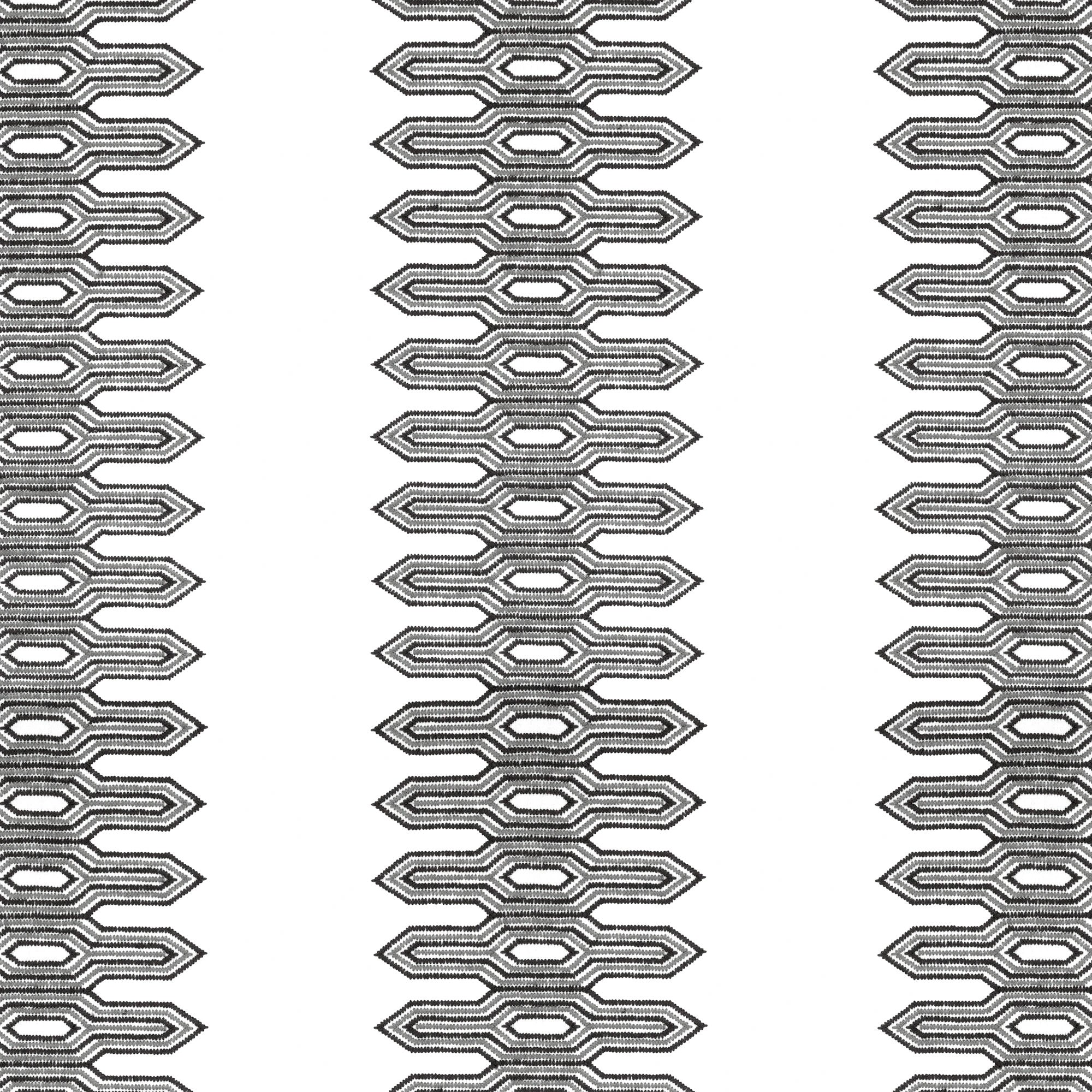W720809 Nola Stripe Embroidery Black Eden Fabric by Thibaut