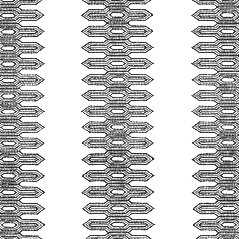 W720809 Nola Stripe Embroidery Black Eden Fabric by Thibaut
