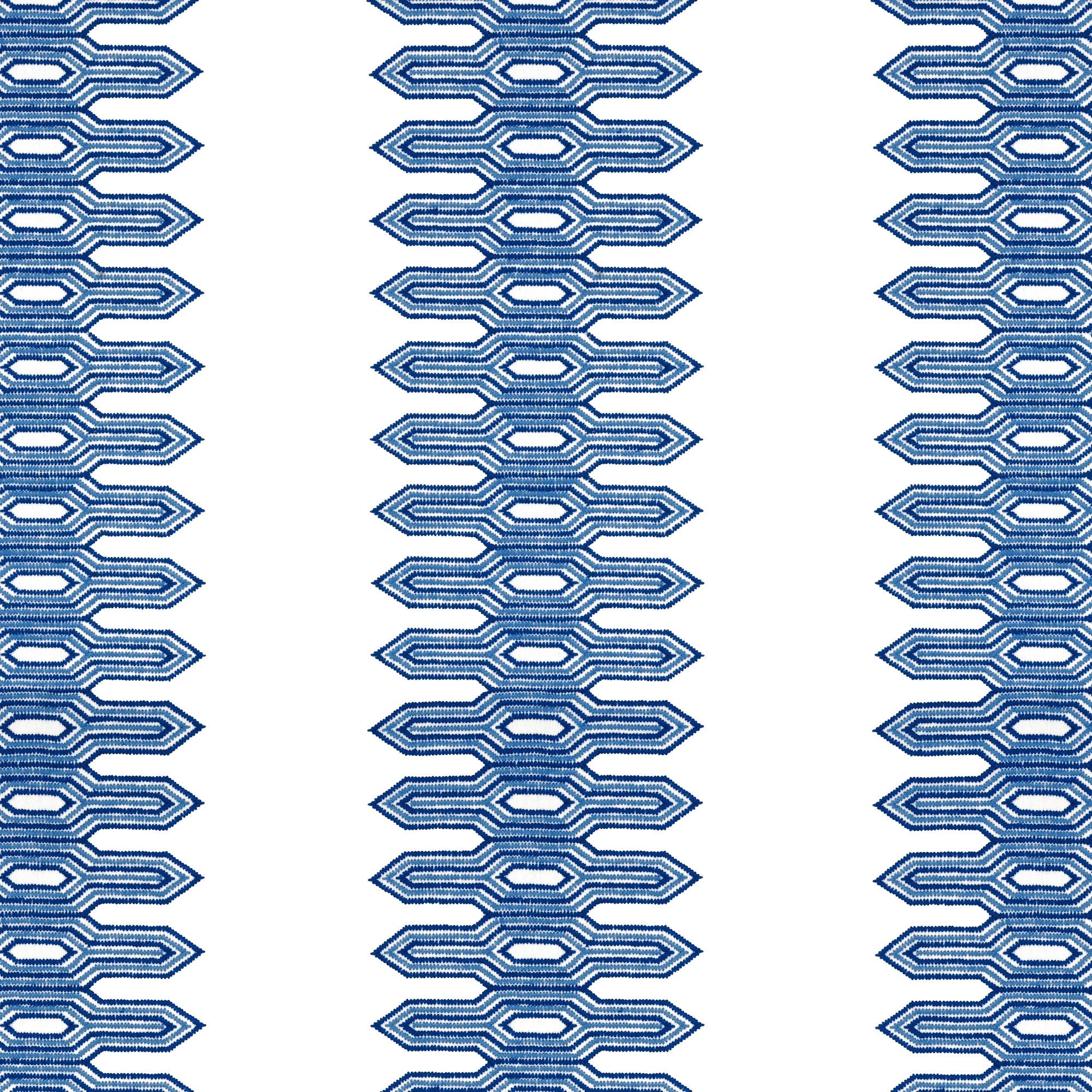 W720810 Nola Stripe Embroidery Navy Eden Fabric by Thibaut