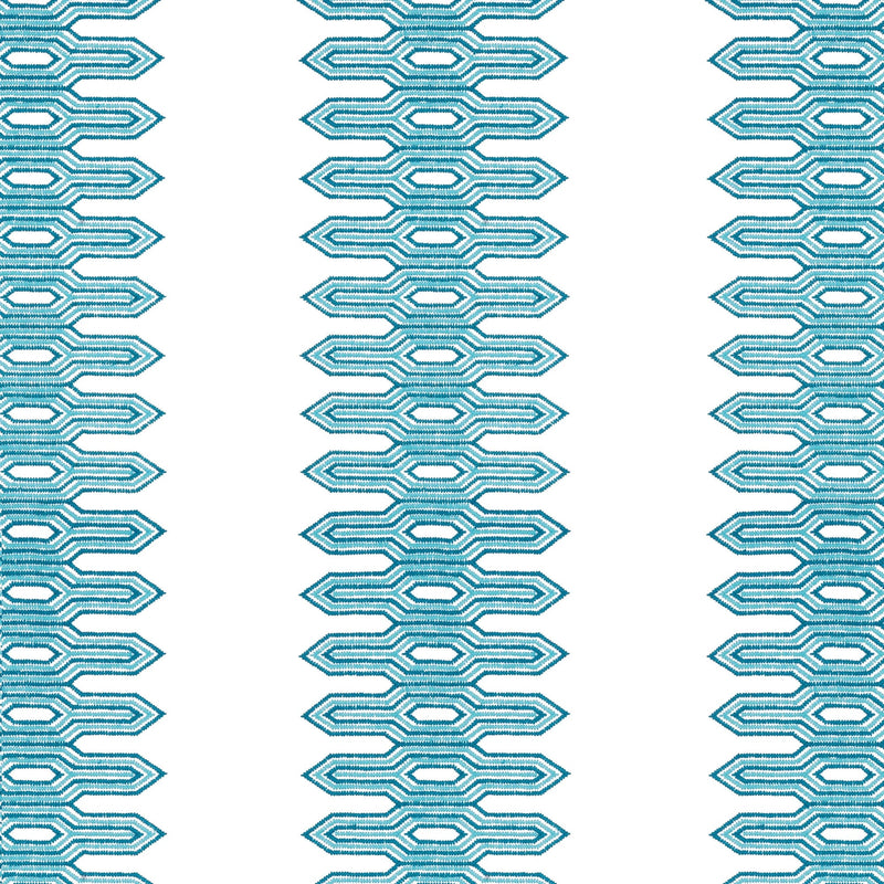 W720811 Nola Stripe Embroidery Aqua Eden Fabric by Thibaut