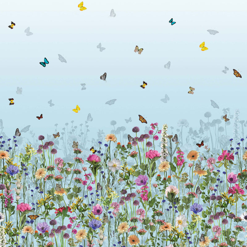 W7265-01 Deya Meadow Sky Blue / Multi Wallpaper by Matthew Williamson