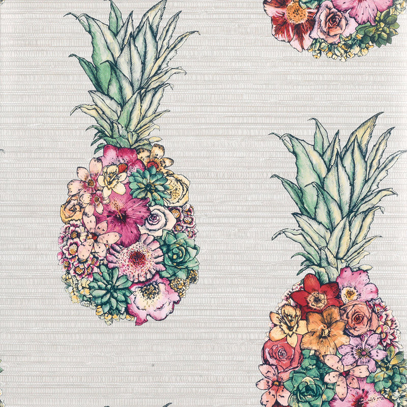 W7266-01 Ananas Cerise / Lemon / Mint Wallpaper by Matthew Williamson