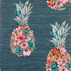 W7266-03 Ananas Dark Teal / Scarlet Wallpaper by Matthew Williamson