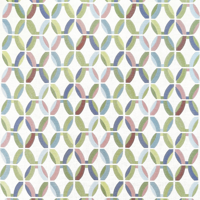 W745001 Passageway Embroidery Lavender and Green Wanderlust Fabric by Thibaut