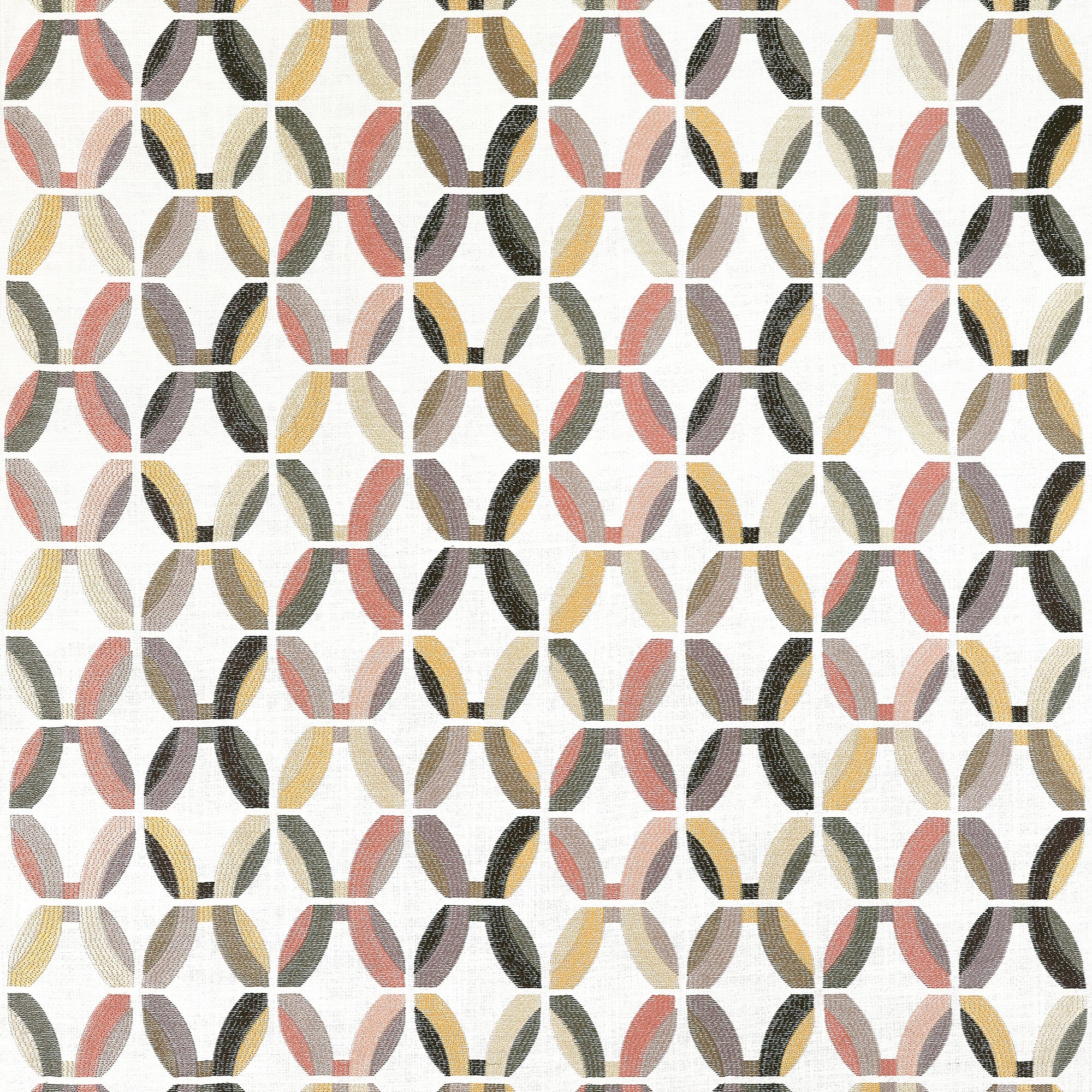 W745002 Passageway Embroidery Apricot and Ginger Wanderlust Fabric by Thibaut