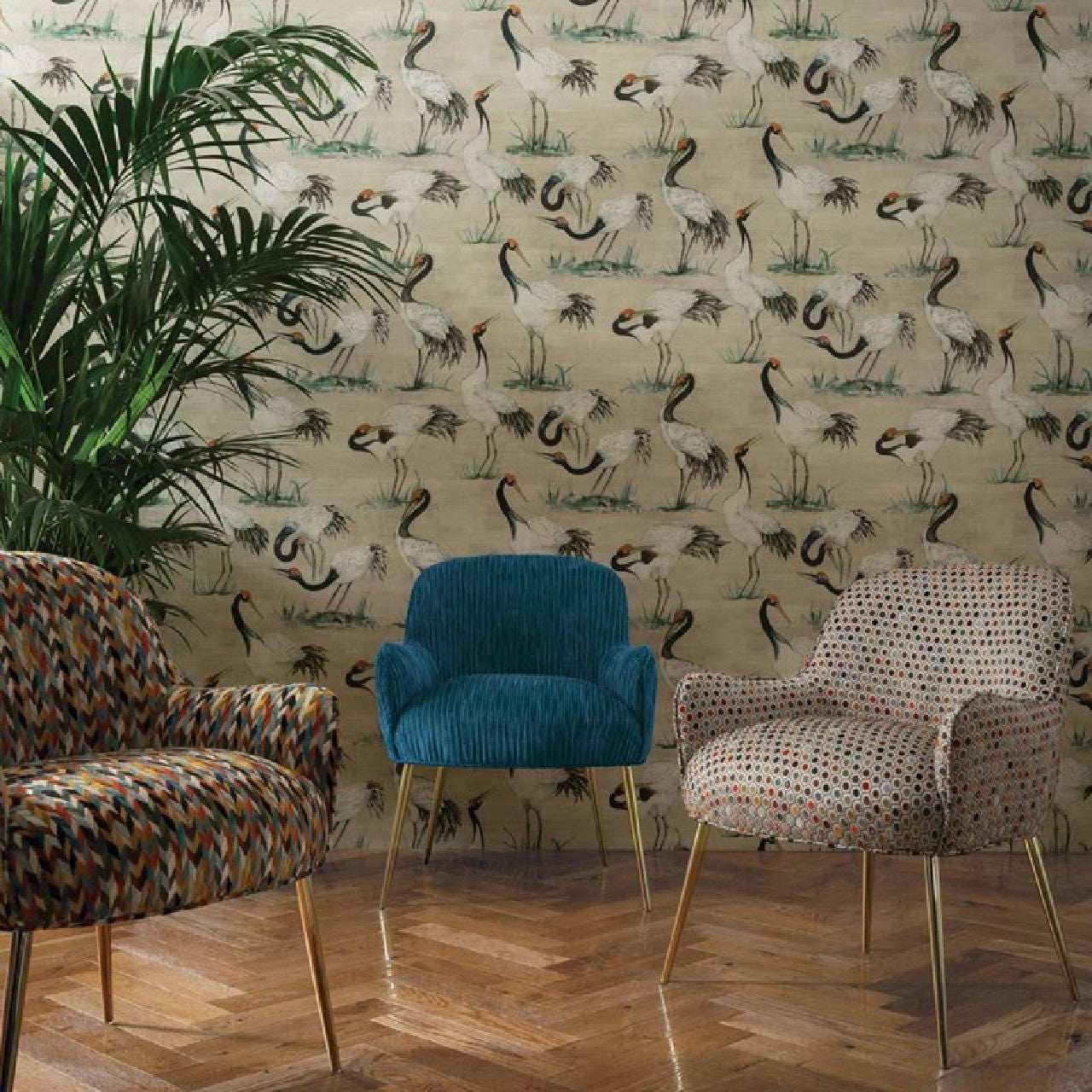 W7456-01 Cranes Mansfield Park Wallpaper By Osborne & Little