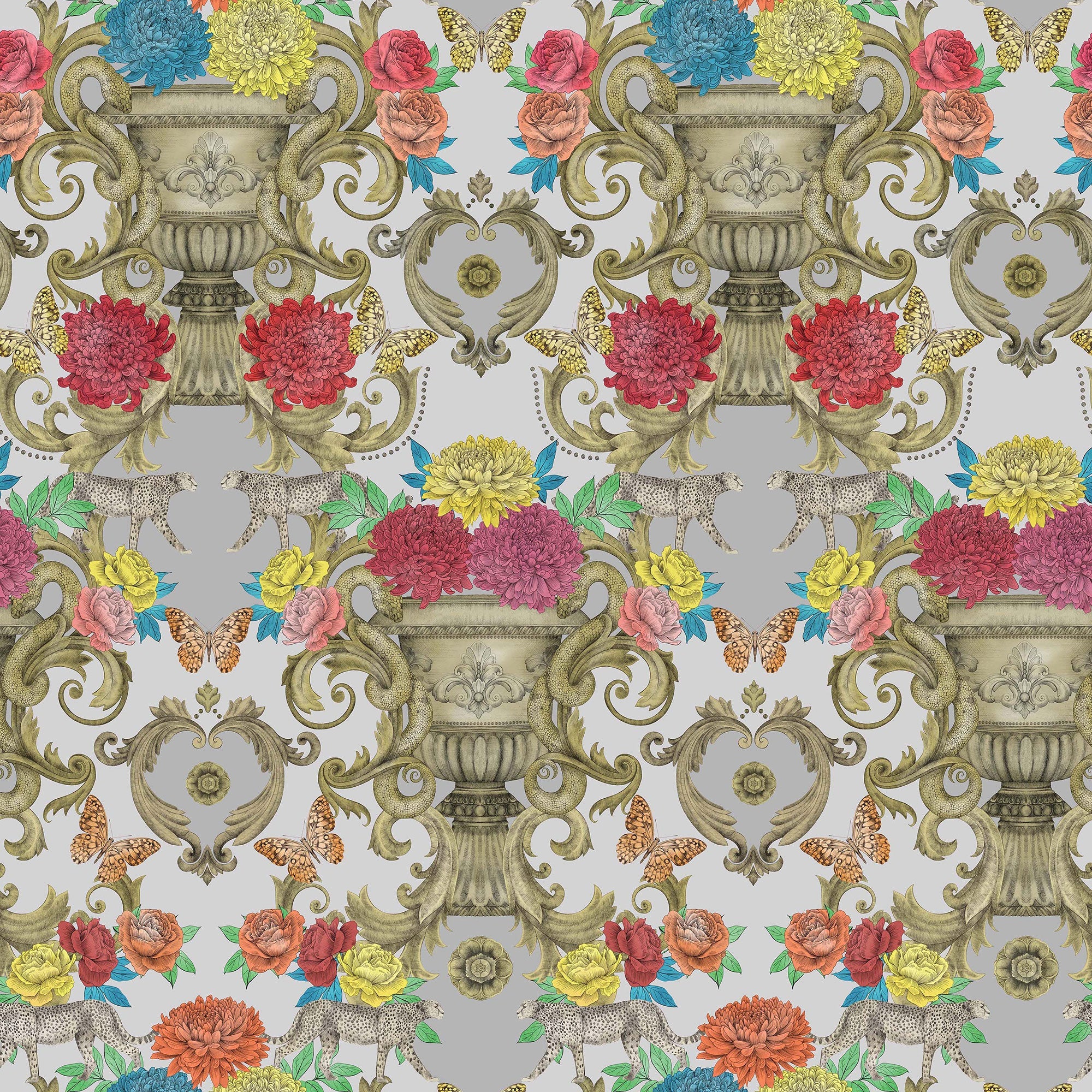 W7490-01 Chateau Silver Wallpaper by Matthew Williamson