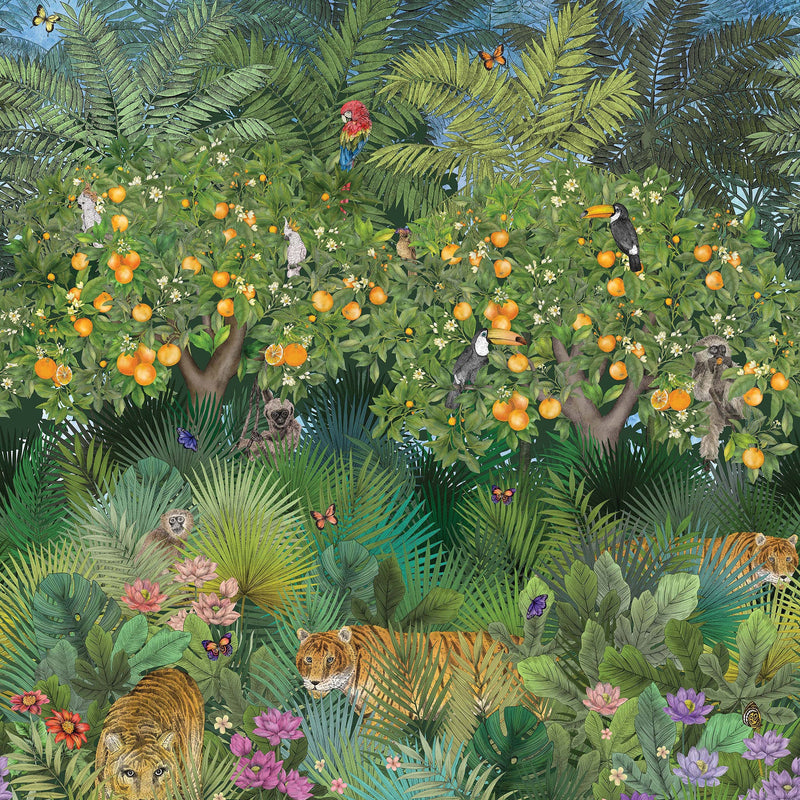 W7492-01 Tiger Grove Multi Wallpaper by Matthew Williamson
