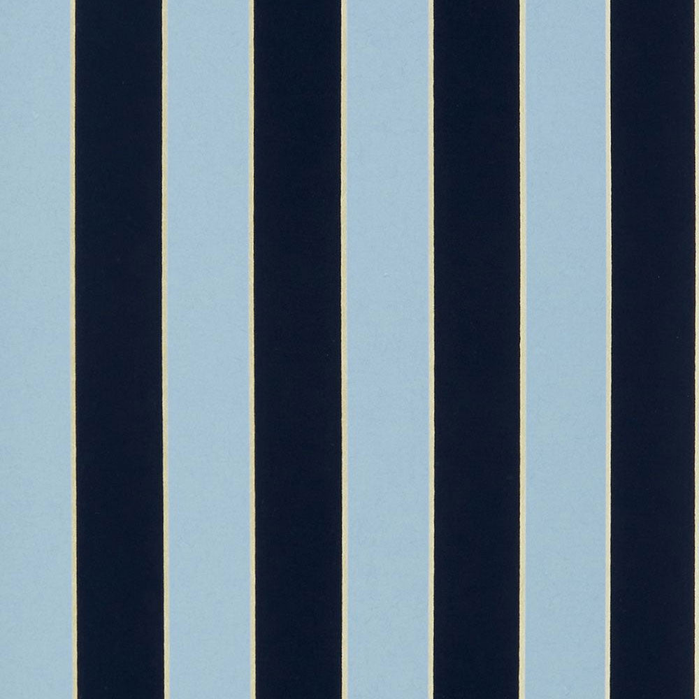 W7780-04 Regency Stripe Navy and Sky Wallpaper by Osborne & Little