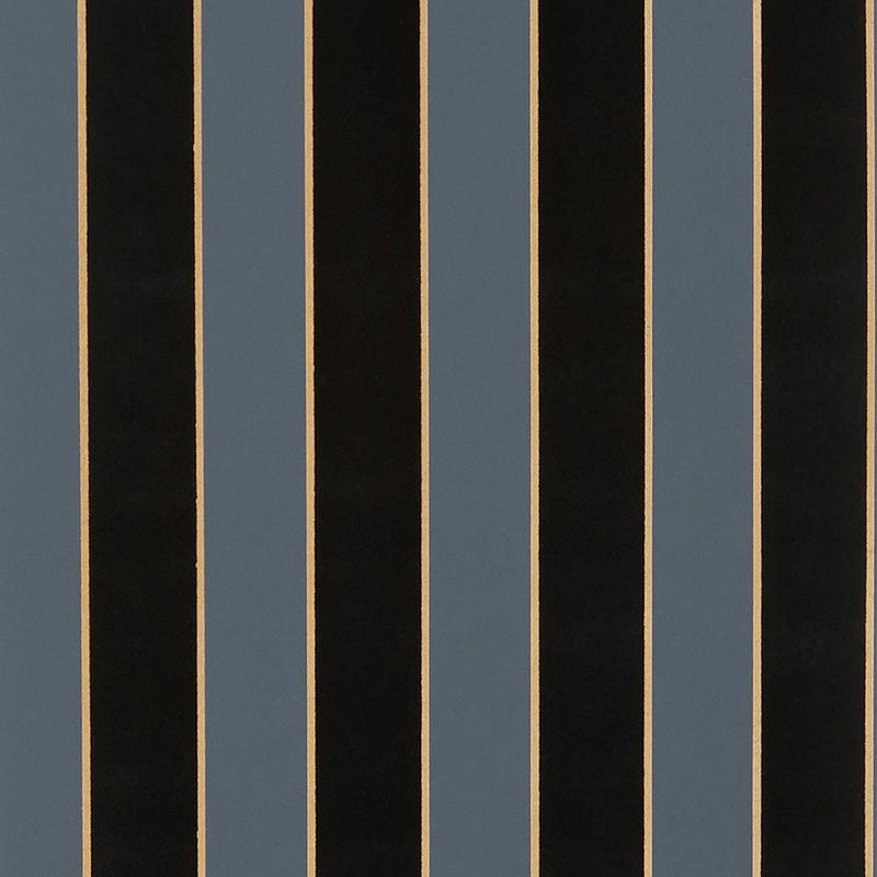 W7780-06 Regency Stripe Midnight and Bronze Wallpaper by Osborne & Little