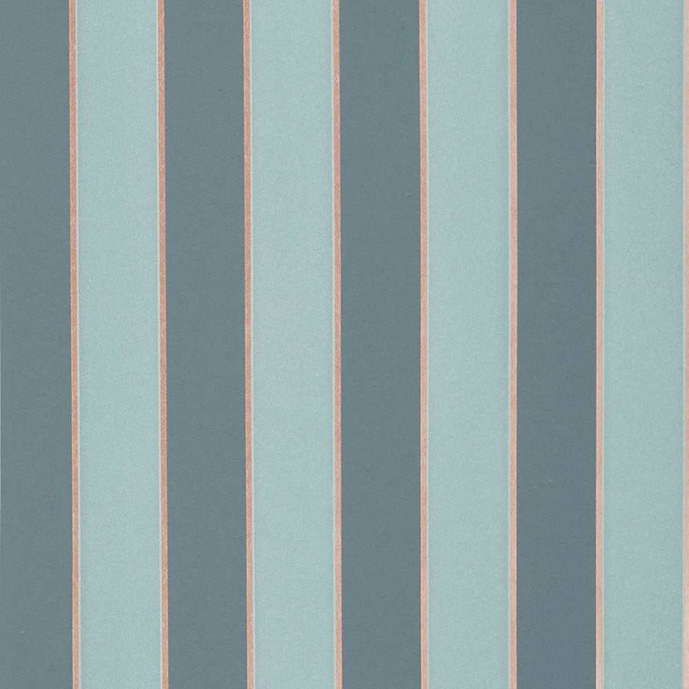 W7780-07 Regency Stripe Duck Egg and Copper Wallpaper by Osborne & Little