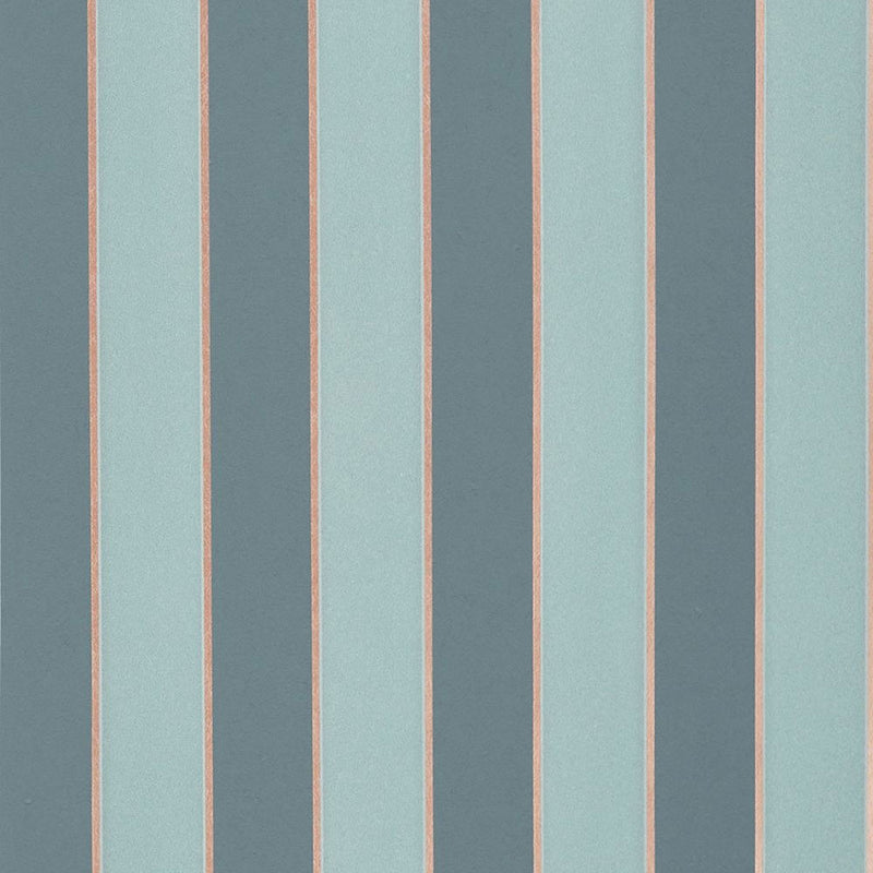 W7780-07 Regency Stripe Duck Egg and Copper Wallpaper by Osborne & Little