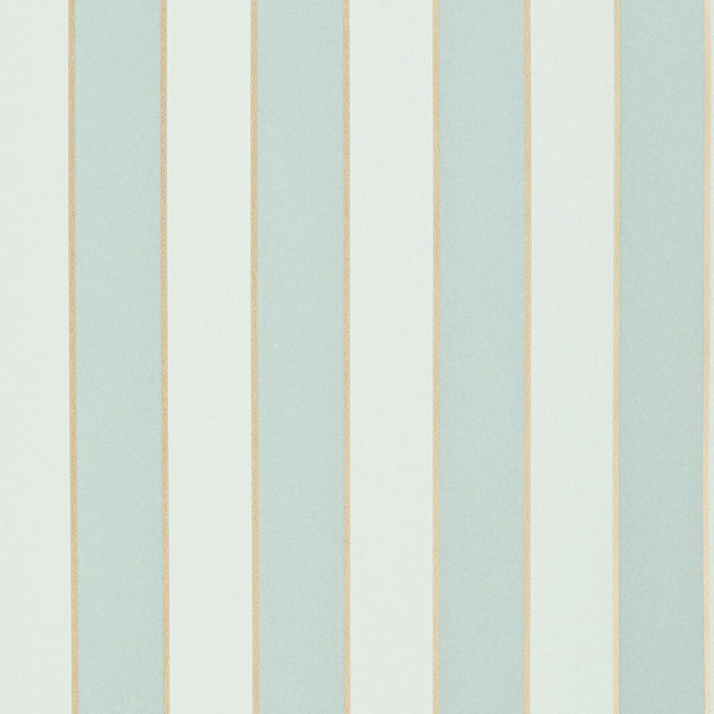 W7780-08 Regency Stripe Aqua and Gold Wallpaper by Osborne & Little