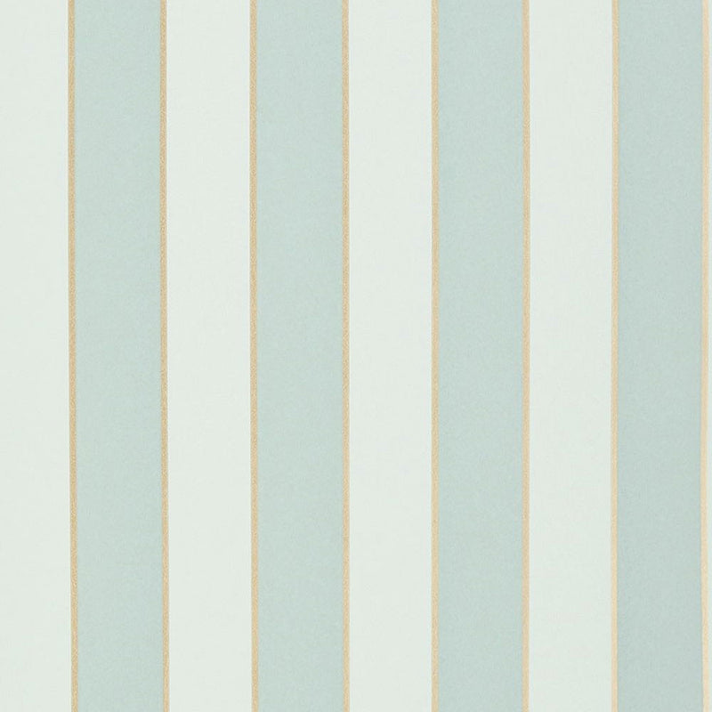 W7780-08 Regency Stripe Aqua and Gold Wallpaper by Osborne & Little