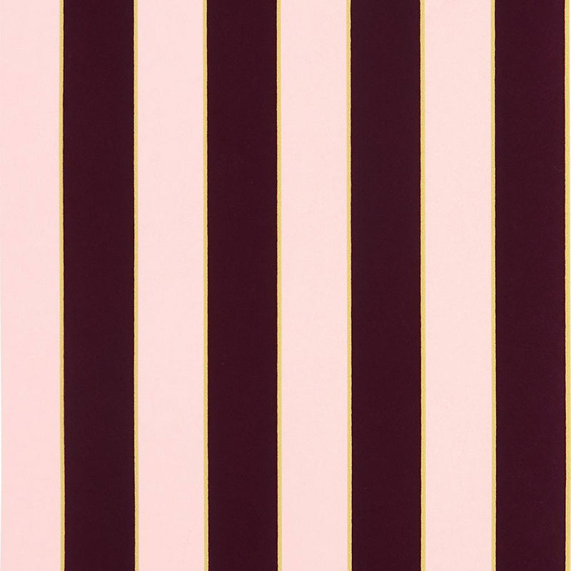 W7780-12 Regency Stripe Berry and Gold Wallpaper by Osborne & Little