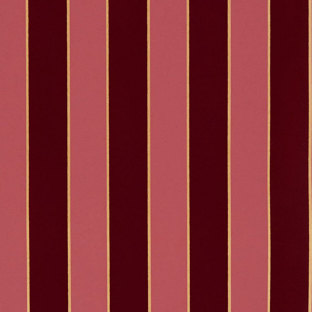 W7780-13 Regency Stripe Carmine and Gold Wallpaper by Osborne & Little