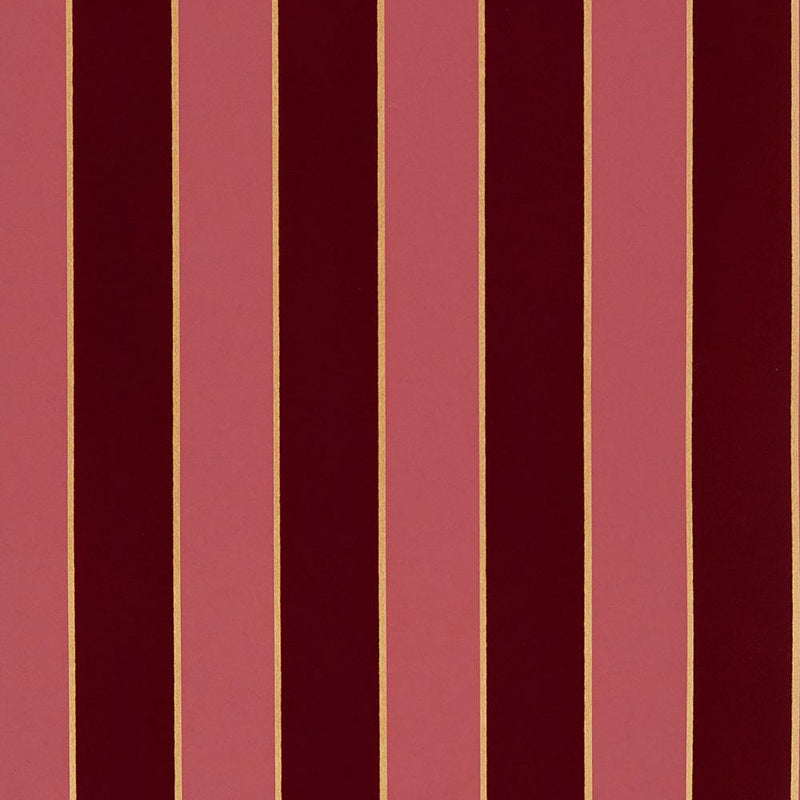 W7780-13 Regency Stripe Carmine and Gold Wallpaper by Osborne & Little