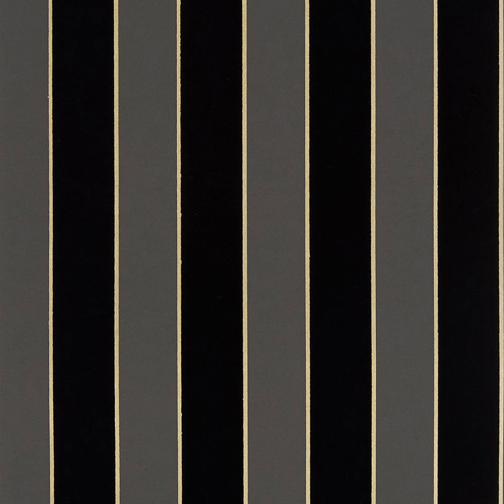 W7780-20 Regency Stripe Charcoal and Gold Wallpaper by Osborne & Little
