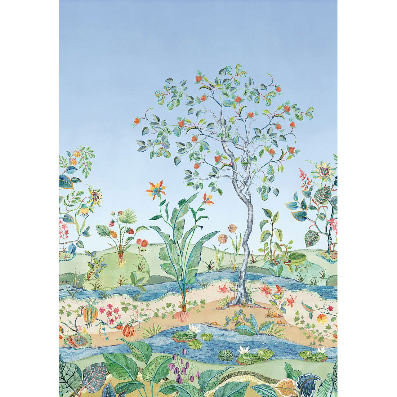 W7817-01 Mythica Mural Rhapsody Azure Wallpaper by Osborne & Little