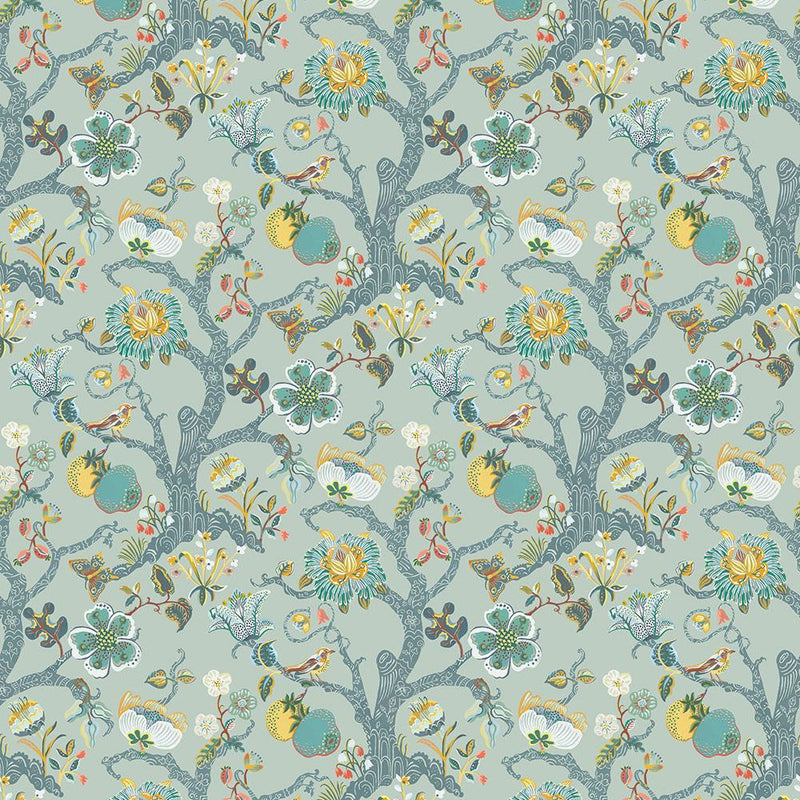 W7818-03 Puzzlewood Rhapsody Duck Egg Wallpaper by Osborne & Little