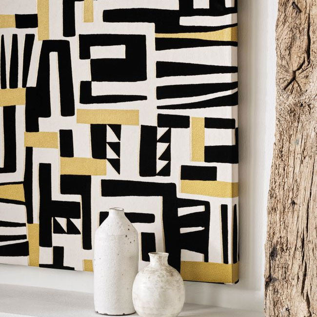 W7851-01 Zawaya Irisa Black and Ivory Wallpaper by Osborne & Little