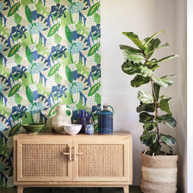 W7852-01 Zylina Irisa Indigo and Emerald Wallpaper by Osborne & Little