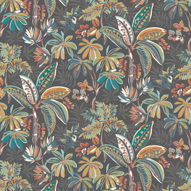W7853-01 Tivoli Irisa Charcoal Wallpaper by Osborne & Little