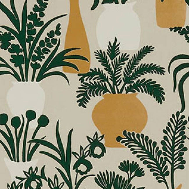 W7854-01 Amphora Irisa Emerald and Gold Wallpaper by Osborne & Little