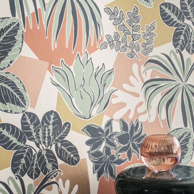 W7855-01 Frondoso Irisa Blush and Ink Wallpaper by Osborne & Little