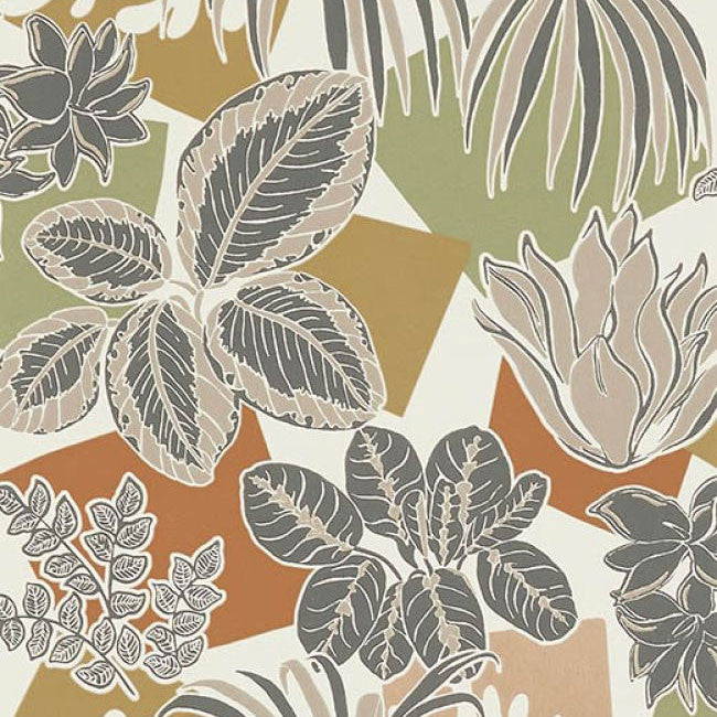 W7855-02 Frondoso Irisa Copper and Charcoal Wallpaper by Osborne & Little