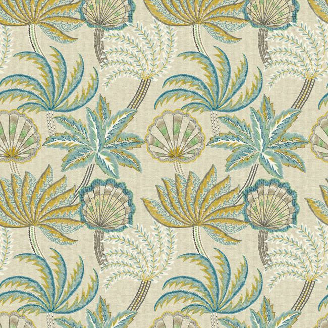 W7857-01 Ravenala Irisa Petrol and Gold Wallpaper by Osborne & Little