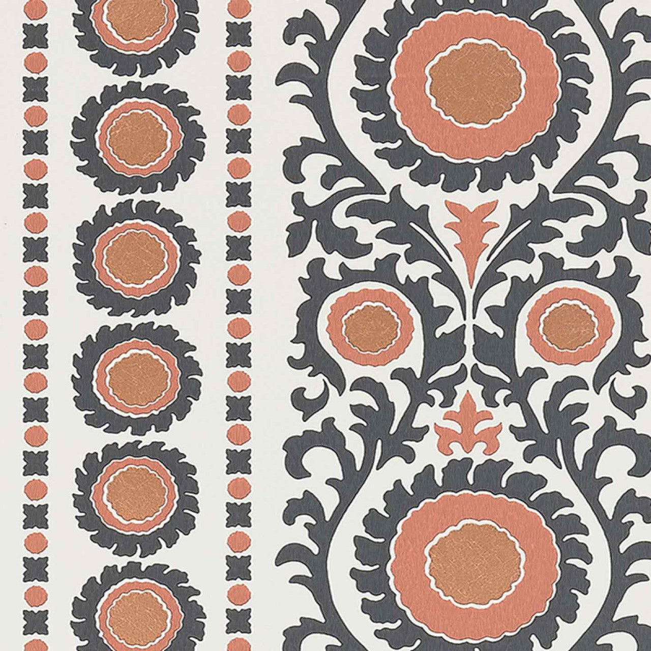 W7904-03 Samrina Byzance Charcoal/Copper Wallpaper by Osborne & Little