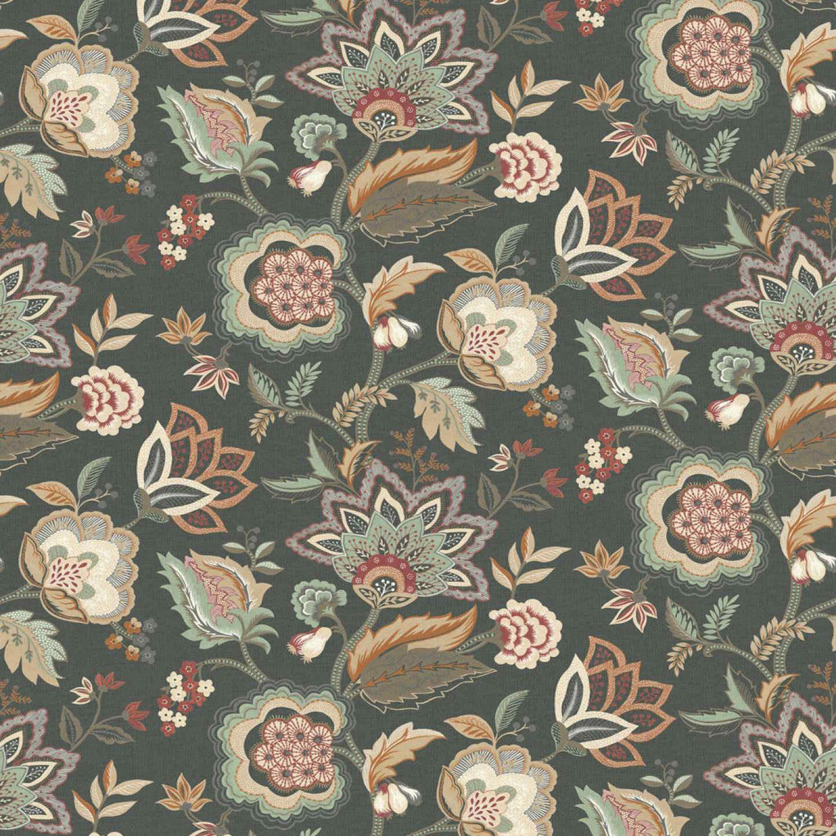 Samode Byzance Charcoal/Eucalyptus Wallpaper by Osborne & Little (Batch 8834S)