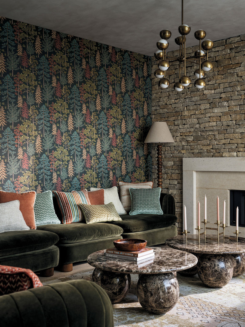 W8030-01 Vana Pine / Olive. Wallpaper by Osborne & Little