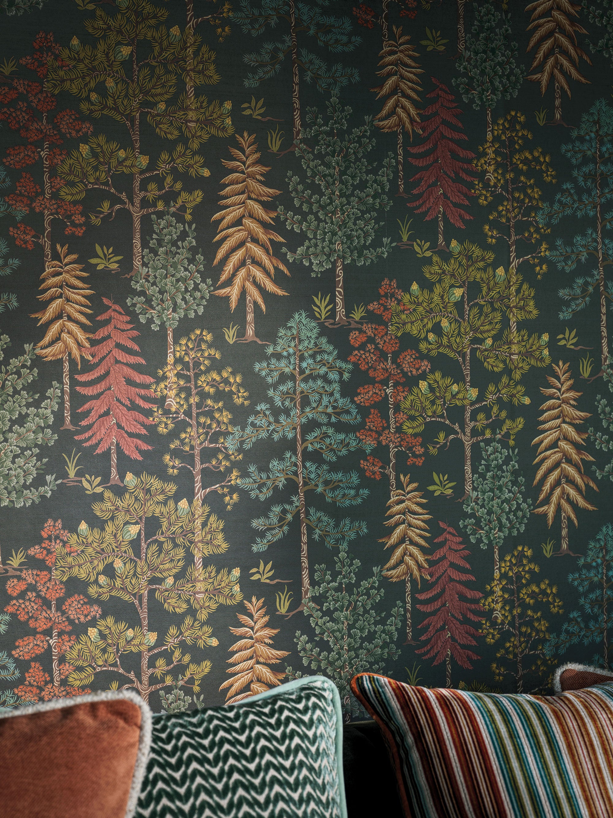 W8030-01 Vana Pine / Olive. Wallpaper by Osborne & Little
