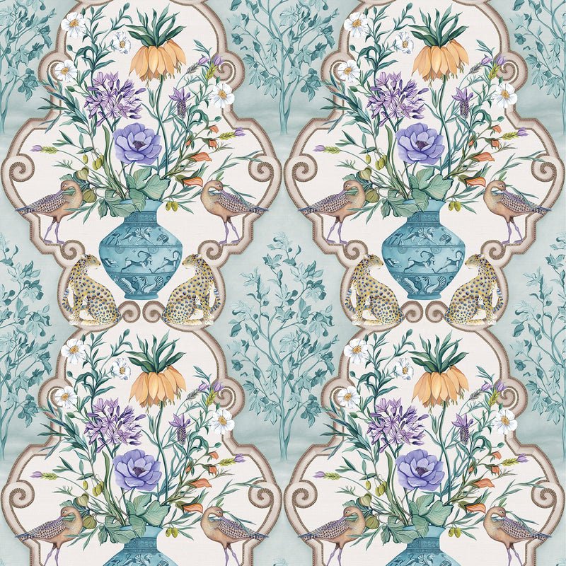 W8031-01 Sundara Aqua / Voilet. Wallpaper by Osborne & Little