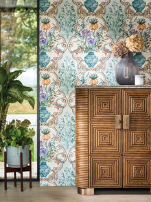 W8031-01 Sundara Aqua / Voilet. Wallpaper by Osborne & Little