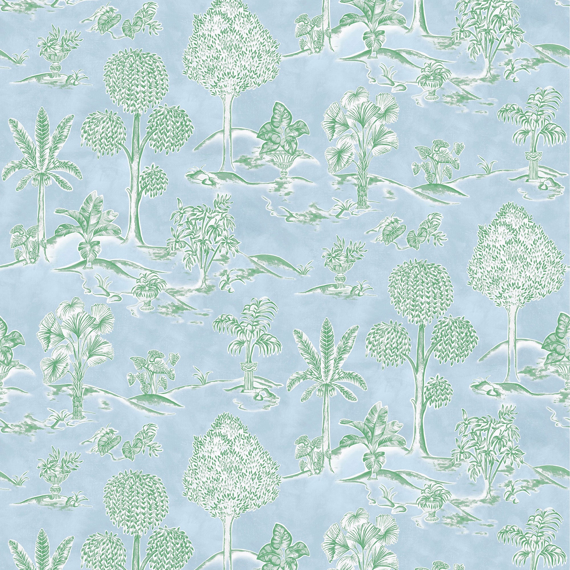 W8033-02 Karuna Sky / Leaf. Wallpaper by Osborne & Little