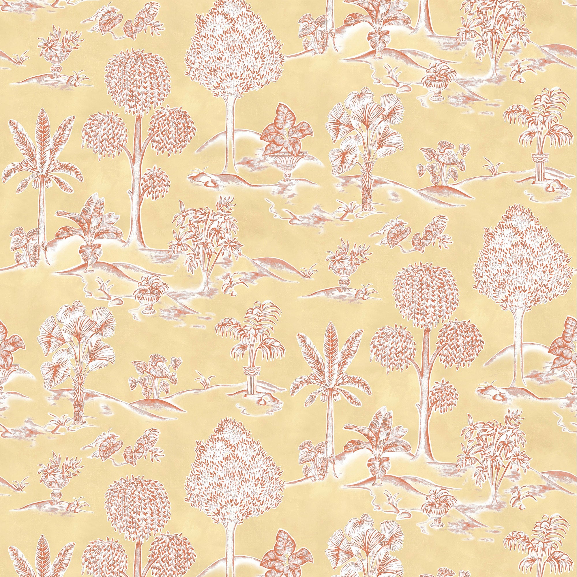 W8033-03 Karuna Dandelion / Terracotta. Wallpaper by Osborne & Little