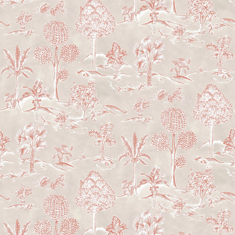 W8033-04 Karuna Taupe / Terracotta. Wallpaper by Osborne & Little