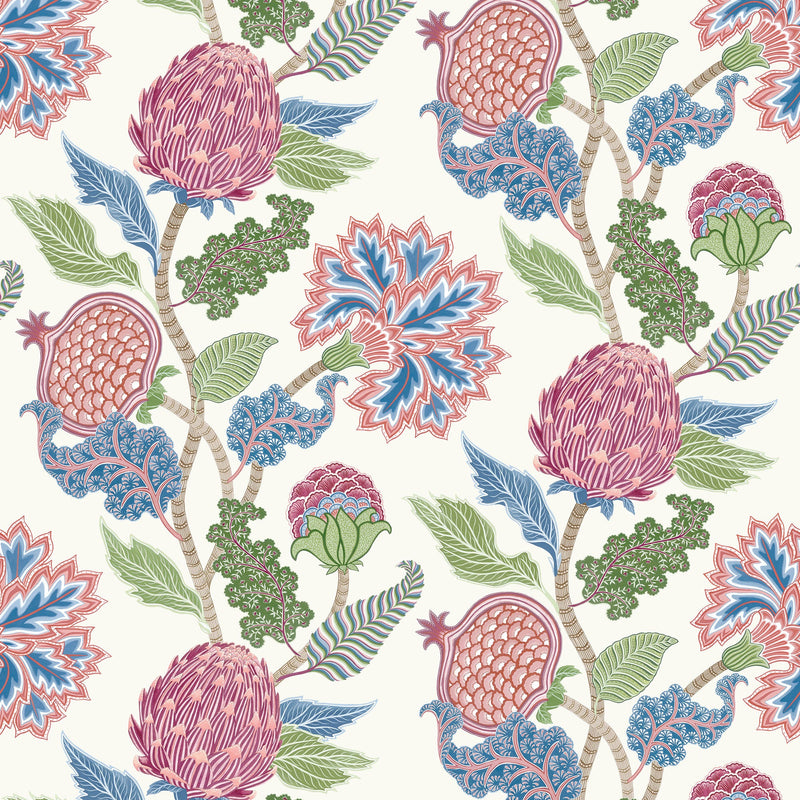 W8034-01 Cynara Raspberry / Cobalt. Wallpaper by Osborne & Little