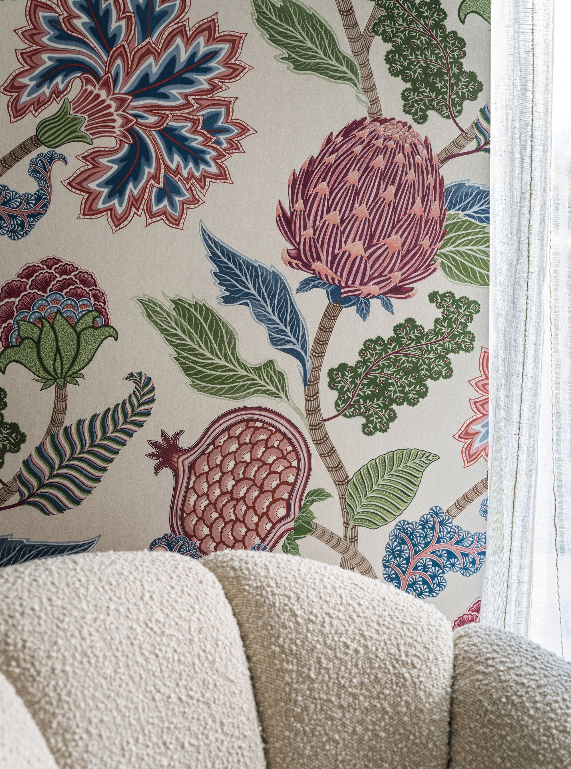 W8034-01 Cynara Raspberry / Cobalt. Wallpaper by Osborne & Little
