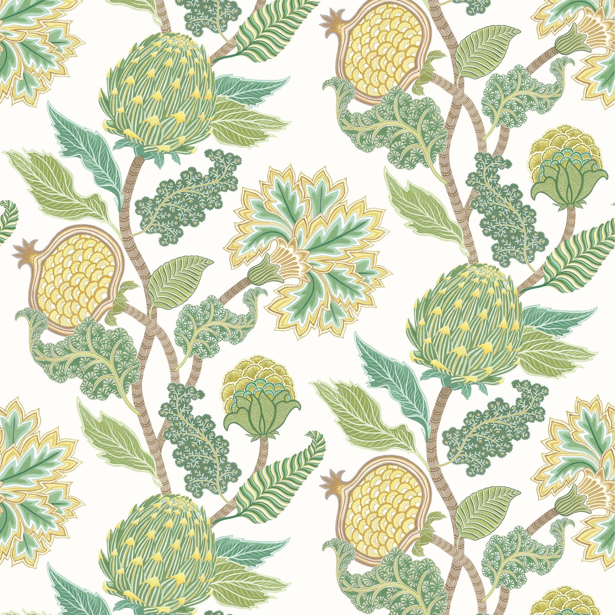 W8034-03 Cynara Leaf / Lemon. Wallpaper by Osborne & Little