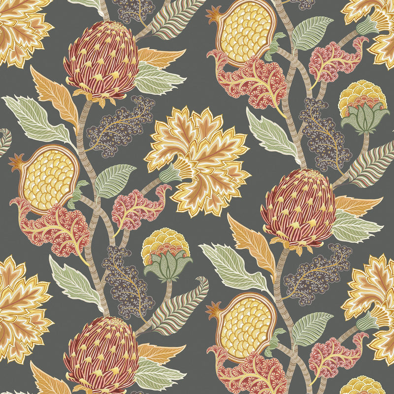 W8034-05 Cynara Charcoal / Ochre. Wallpaper by Osborne & Little